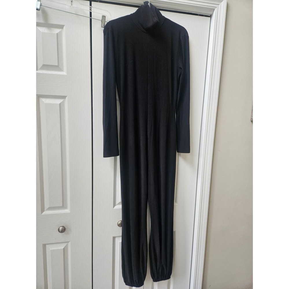 Norma Kamali Black Turtleneck Long Sleeve Jumpsuit Jogger Cuffs Small S/36